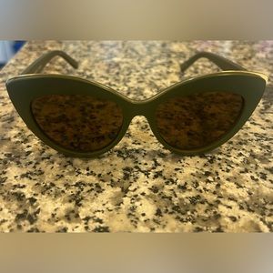 Le Specs Olive Green Cat Eye Sunglasses with Brown Lenses